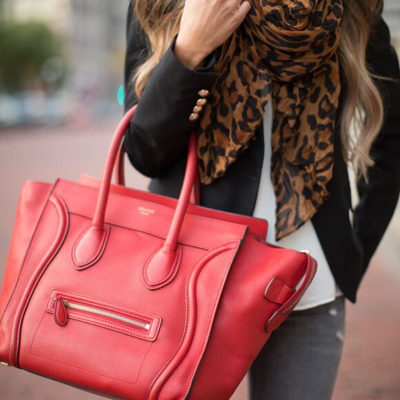 Phoebe Philo Era EUC Authentic Celine Large Luggage Red Handbag Tote Red insert - Picture 15 of 15